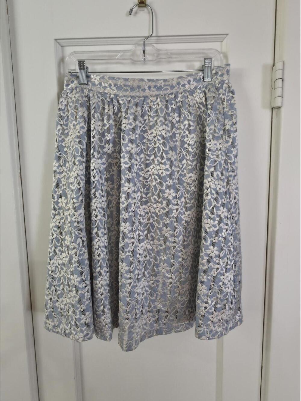 Le Lis Powder Blue Lace A-Line Skirt